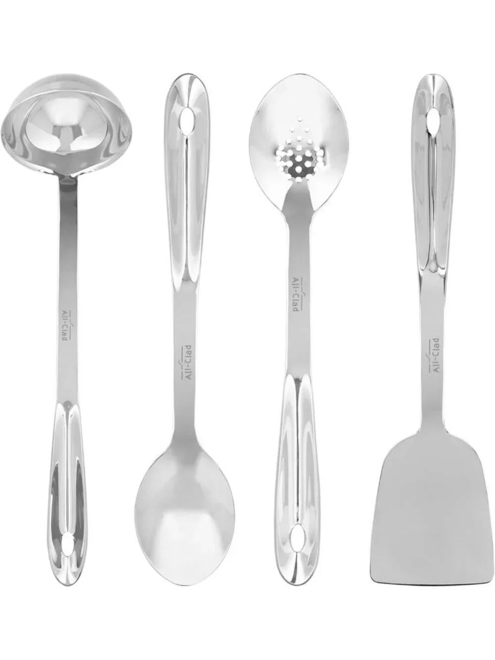5-Piece Stainless Steel Kitchen Utensil Set - Ladle, Spoons, Turner & Caddy